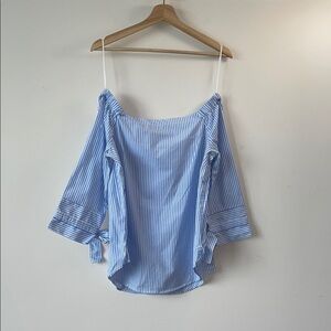 Thread & Supply Relaxed Blue Off-Shoulder Blouse